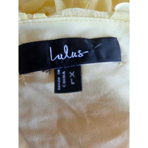Lulus Exceptional Entrance Yellow Dress With Rosette Details Tiered Skirt XL - Picture 7 of 9